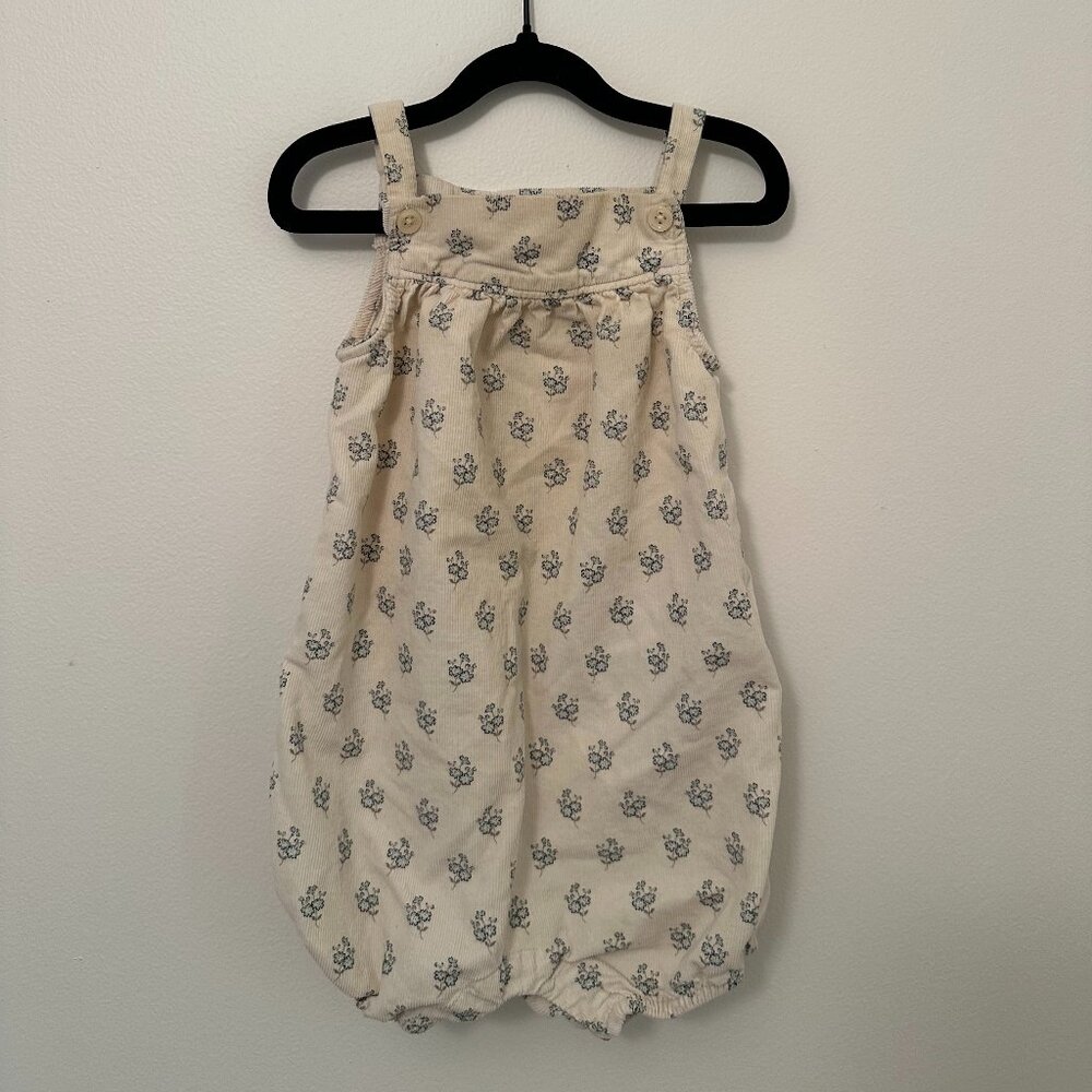 Baby Gap Corduroy Blue Floral Bubble Onesie Springy Spaghetti Straps